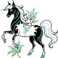 design a stylized horse illustration composed of intricate, flowing lines and organic shapes the vector