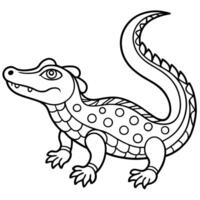 a simple coloring page line art illustration of an intricate crocodile with bold lines, designed as vector