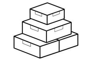 3 boxes stock on top of each other, illustration line art vector