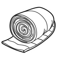 textiles draw a rolled-up fabric or a roll of material, illustration line art vector