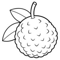 a coloring page of an food lychee with no color just black lines, illustration line art vector