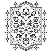 from persian tabriz carpet pattern, foliage and tendrils, illustration line art vector