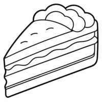 a coloring page of slice rainbow cake only in black and white the style should be bold and outlined vector