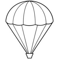 balloon parachute outline art illustration has smooth lines on a white background, vector