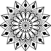 black and white mandala design featuring a symmetrical, intricate pattern the layout consists of a vector