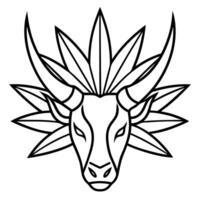 realiza un logo de un toro combinado con un maguey, illustration line art vector