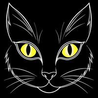 bright glowing cats eyes against a dark background halloween eyes, illustration line art vector