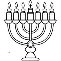 cartoon style hanukkah, illustration line art vector