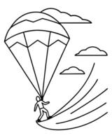 a coloring page of an sport kitesurfing with no color just black lines, illustration line vector