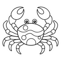 a simple coloring page drawing a sea crab with intricate pattems on its shell such as circles and vector