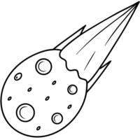 a coloring page of an space meteorite with no color just black lines, illustration line art vector