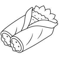 spring rolls, illustration line art vector