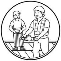 work therapy for rehabilitation on white background no need outline circle, illustration vector