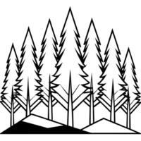 3d rendering of dynamic forest silhouette line art, illustration line art vector