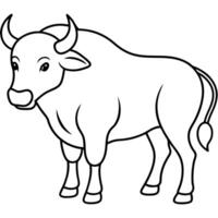 a drawing of a simple cute buffalo, illustration line art vector