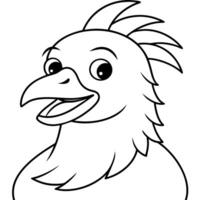 smiling bird, illustration line art vector