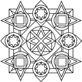 background, squares, circles, and star shapes overlapping each other, with some areas forming new vector