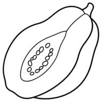 a coloring page of an food papaya with no color just black lines, illustration line art vector