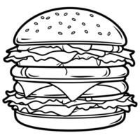 double cheeseburger icon for fast food related on white background, illustration line art vector