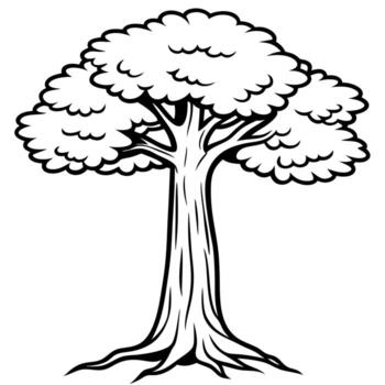 an impressive sequoia tree with its massive trunk, overgrown with the flowing, graceful branches of vector