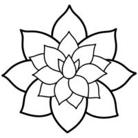 bold line art, a jasmine flower as the focal point, with layers of delicate petals and symmetrical vector