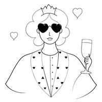 image of lines, stylized playing card featuring the queen of hearts the layout is vector