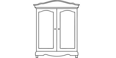 armoire, right side view, illustration line art vector