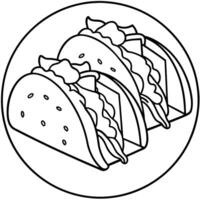 breakfast tacos with hashbrowns, scrambled eggs and bacon topped with cheese and green onion, vector