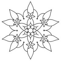 coloring pages for kids, bold line art, orchids arranged in a star-shaped mandala, with each bloom vector