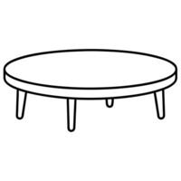a coffee table icon in a simple outline style, with a black thick outline, highlighting its vector