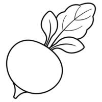 a coloring page of an food radish with no color just black lines, illustration line art vector