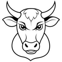 evil looking cow, illustration line art vector