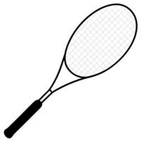 an image of squash racket silhouette with a white background, illustration line art vector