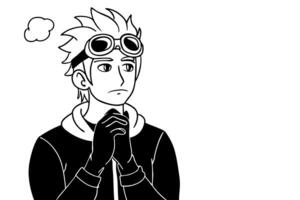 an image of a dj with eskimo sunglasses, with him wearing a black jacket, his hair is blonde and vector