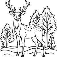 a simple yet detailed line art drawing of a deer standing in a forest clearing the focus is on the vector