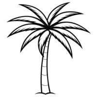 3d rendering of dynamic palm tree silhouette line art, illustration line art vector
