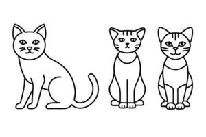 4 difference icon of cat line art on white background, illustration line art vector