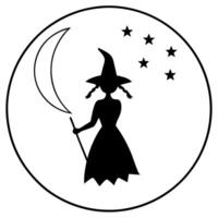 a modern halloween party invitation with a minimalist design a sleek silhouette of a witch stands vector