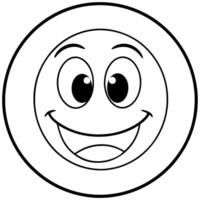 circulo con ojos largos y sonrisa, estilo retro, illustration line art vector