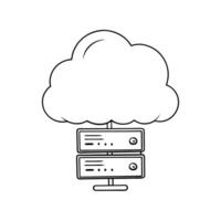 web hosting icon, illustration line art vector