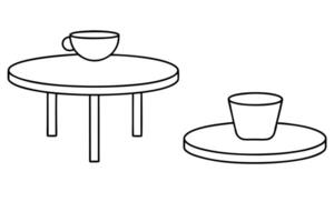 1 cup live coffee on the coffee two different table latest design dynamic outline art on vector