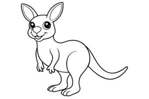 a line drawing of a cute a kangaroo, standing on its hind legs the character has a round head, vector