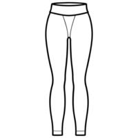 generate womens leggings with front and side views, displayed in black outlines against a white vector