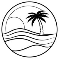 3d rendering of dynamic beach with silhouette beautiful line art, illustration line art vector