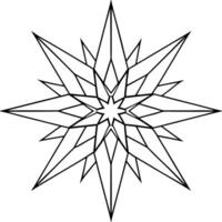 a star-shaped mandala with sharp, radiating lines and intricate patterns within each point of the vector