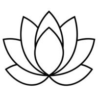 a simple, clean line art icon of a lotus flower, emphasizing its layered petals, vector