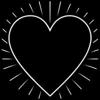 white heart , black background and illuminated lines, illustration line art vector