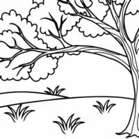 cartoon, wide branch above right in the foreground from the tree, with a clearing in the vector