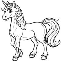 a coloring page of unicorn only in black and white the style should be bold and outlined with vector