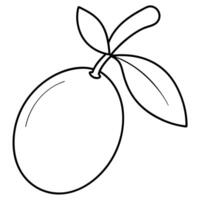 a coloring page of an food olive with no color just black lines, illustration line art vector